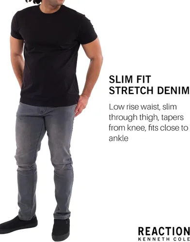 Miniatura 4 de Kenneth Cole REACTION Jeans ajustados para hombre, jeans elásticos de 2 vías para hombre, corte ajustado, jeans de 5 bolsillos para hombre