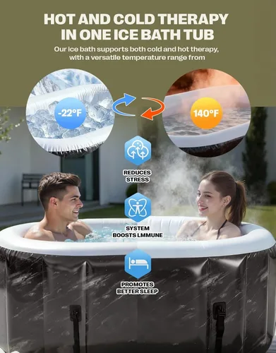 Miniatura 5 de Bañera de hielo mejorada XXL de 179 galones para atletismo de 6 pies 7 pulgadas, compatible con enfriador de agua, bañera de inmersión fría