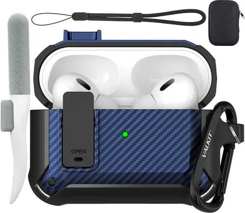 Miniatura 54 de Valkit Funda para Airpods para hombres con cerradura, funda de cuerpo completo con llavero para AirPods de Apple a prueba de golpes, funda