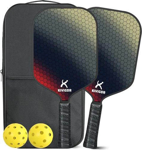 Miniatura 9 de Pickleball Paddles Set of 2, Carbon Fiber Surface, Polypropylene Honeycomb Core, Lightweight Pickleball Rackets Pickle Ball Paddle Set 2 Pack