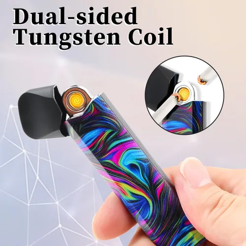 Miniatura 2 de Ambrogio.L Encendedores eléctricos recargables, paquete de 2 unidades, ultra delgado, USB C, resistente al viento, encendedor de plasma con luz Arco