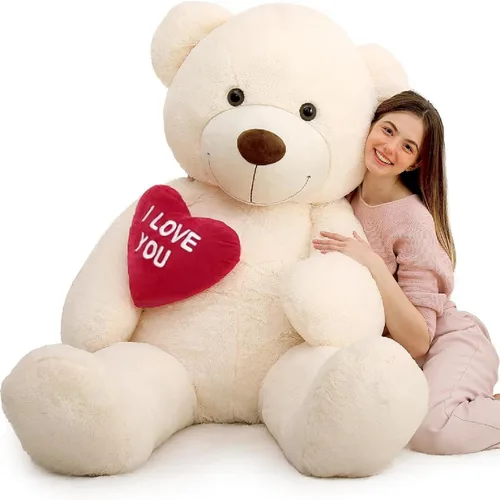 Miniatura 11 de MaoGoLan Oso de peluche gigante de 52" Oso de peluche - Te amo Corazón rojo Oso de peluche grande para regalo de San Valentín, aniversario, larga