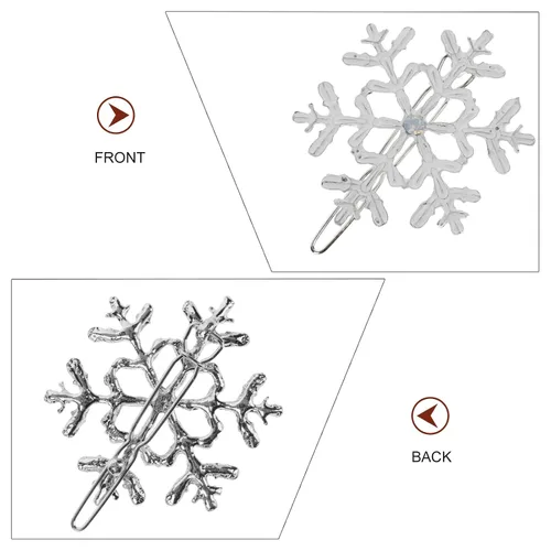 Miniatura 2 de Beaupretty Pinzas para el cabello con diseño de copo de nieve de Navidad, 8 unidades, pasadores de diamantes de imitación para mujeres y niñas