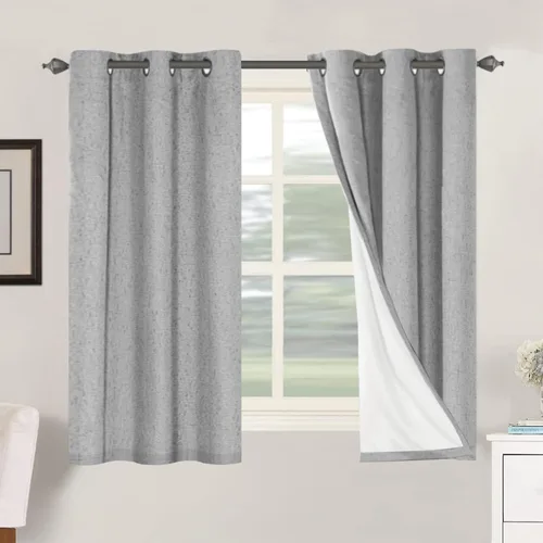 Miniatura 223 de H.VERSAILTEX Cortinas opacas de lino de 72 pulgadas de largo, 100% absolutamente opacas, con aislamiento térmico, con textura de lino, cortinas