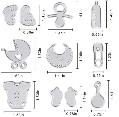 Miniatura 2 de Troquel de corte para baby shower, productos para bebés, troqueles para hacer tarjetas, lindos troqueles de pie para baby shower, decoupage