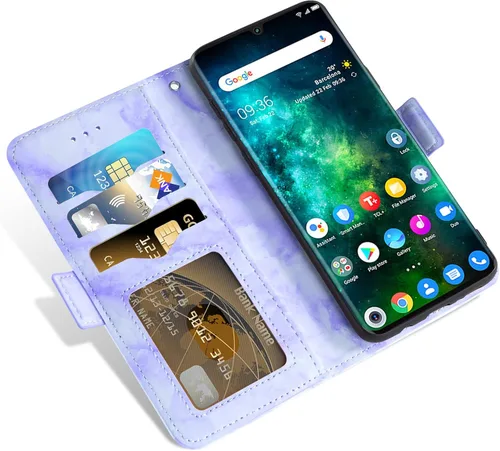 Miniatura 3 de Asuwish Funda compatible con TCL 10 Pro y protector de pantalla de vidrio templado, accesorios para celdas, ranura para tarjetero, soporte