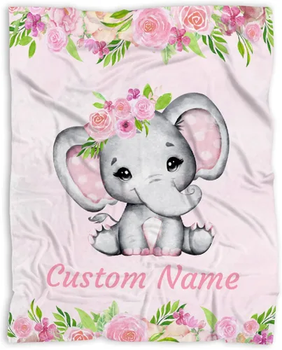Miniatura 44 de Manta de bebé personalizada con nombre, manta personalizada con nombre de elefante, regalos para recién nacidos, mantas súper suaves para cama