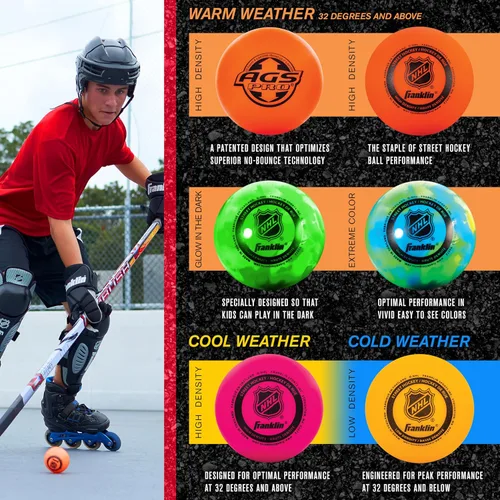 Miniatura 6 de Franklin Sports - Pelotas de hockey callejero NHL - Sin rebote para uso en exteriores y en patines - Tamaño oficial para hockey callejero juvenil
