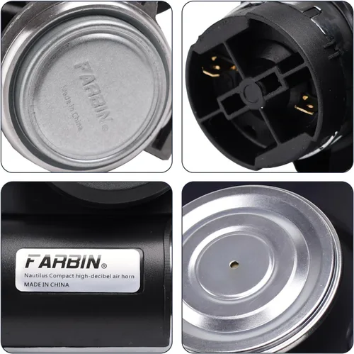 Miniatura 4 de FARBIN - Claxon de aire para camiones, bocina eléctrica compacta para trenes, bocina de coche de 12 V, 150 db, súper fuerte con arnés de cableado