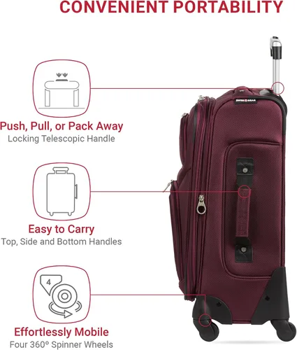 Miniatura 182 de SwissGear - Equipaje suave expandible Sion con ruedas, Negro