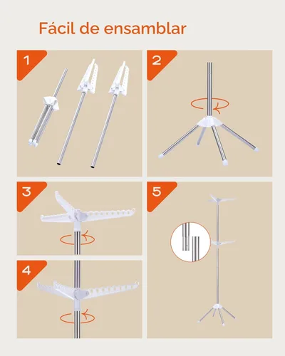 Miniatura 7 de CASAMAYA Tendedero plegable para ropa de 74.8 pulgadas, 2 niveles, con riel giratorio para 54 piezas de ropa, ahorro de espacio, interior, acero