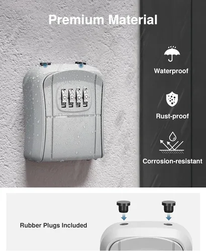 Miniatura 5 de Caja de Seguridad con Llave Puroma, Caja de Seguridad Portátil con Combinación para Montaje en Pared para Almacenamiento de Llaves de Casa, Caja