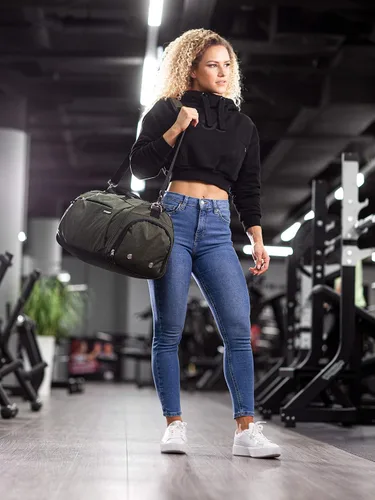 Miniatura 5 de Fitgriff Bolsa de gimnasio para hombres y mujeres con compartimento para zapatos y artículos húmedos, bolsa de lona para viajes, deportes, fitness