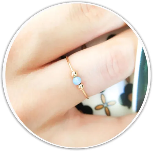 Anillo de ansiedad anti estrés oro alivio del estrés Fidget preocupación anillo ajustable ópalo azul anillo giratorio chapado en oro