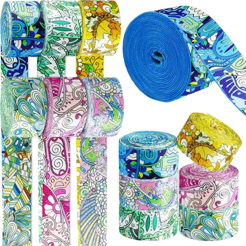 Miniatura 8 de 6 rollos de correas de nailon bohemio de 1.5 pulgadas, correas para bolso, correas para mochilas, correas de nailon con patrones para cinturón