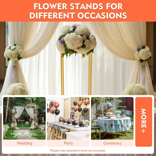 Miniatura 2 de 10 soportes geométricos dorados de 23 pulgadas para decoración de boda, soportes de columna de jarrón de metal para eventos, fiestas, decoración