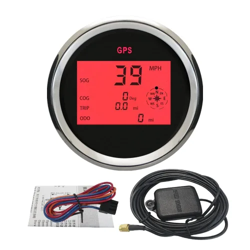 ELING Kit de velocímetro y odómetro digital GPS para coche, barco, 85 mm, para motocicleta marina, camión, yate, embarcación, diámetro de 3 3/8", 12