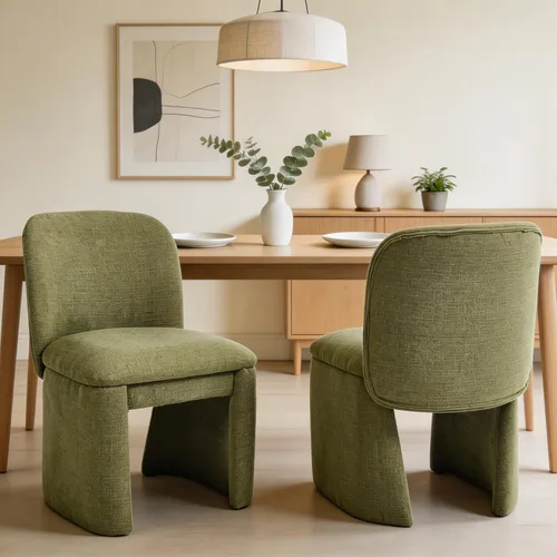 Miniatura 24 de Hyfirm Juego de 4 sillas de comedor tapizadas modernas, sillas de comedor laterales de chenilla, sillas de cocina sin brazos, sillas Parsons