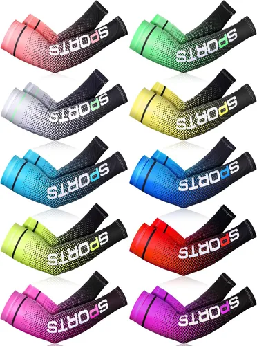 Miniatura 13 de 10 pares de mangas de protección solar UV brazo mangas de enfriamiento antideslizante compresión deportes poliéster Ciclismo cubiertas