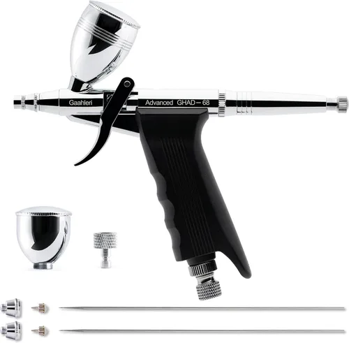 Gaahleri - Kit de aerógrafo, pistola de aerógrafo de acción dual y alimentación por gravedad, agujas de 0.38 y 0.5mm, taza de fluido de 1/2 y 1/4