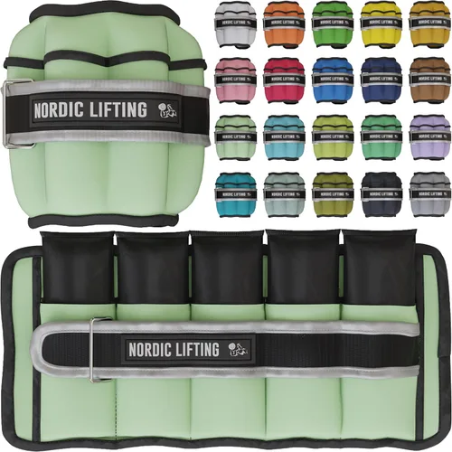 Miniatura 14 de Nordic Lifting - Pesas ajustables de tobillo para mujeres y hombres – 1 par (2–10 libras) Pesas de muñeca, brazo y pierna para gimnasio, yoga