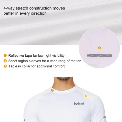 Miniatura 4 de Baleaf Camisetas de correr para hombre, de manga corta, atléticas, de secado rápido