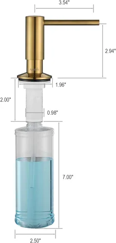 Miniatura 7 de AguaStella ASF026BG Dispensador de jabón integrado dorado cepillado brillante para fregadero de cocina con botella de jabón bomba de encimera