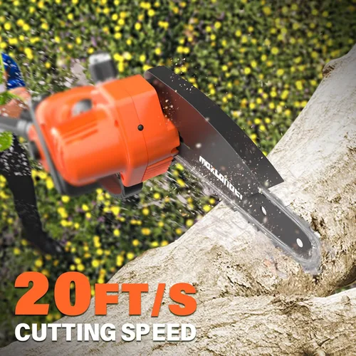 Miniatura 8 de MAXLANDER Sierra de poste inalámbrica 2 en 1 y mini motosierra, sierras eléctricas de poste de 6 pulgadas para podar árboles, sierra de poste