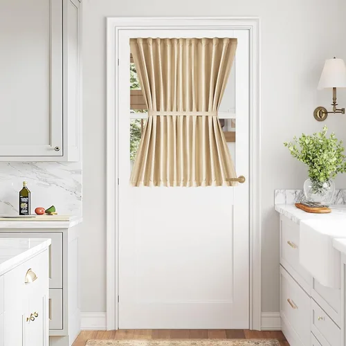 Miniatura 34 de Vatge - Cortinas autoadhesivas para puerta francesa, tratamiento de ventana con filtro de luz sin varillas ni perforaciones para puertas de cristal