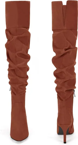 Miniatura 6 de Coutgo Botas por encima de la rodilla para mujer, con puntera alta hasta el muslo, tacón alto, estilo holgado, tacón alto, largo, sexy, zapatos