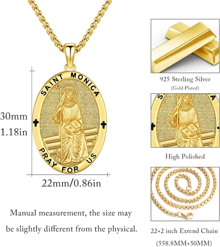 Miniatura 251 de Collar con colgante de plata de ley 925 con medalla de San Patrón, joyería religiosa para hombres y mujeres, con cadena de acero inoxidable 316L
