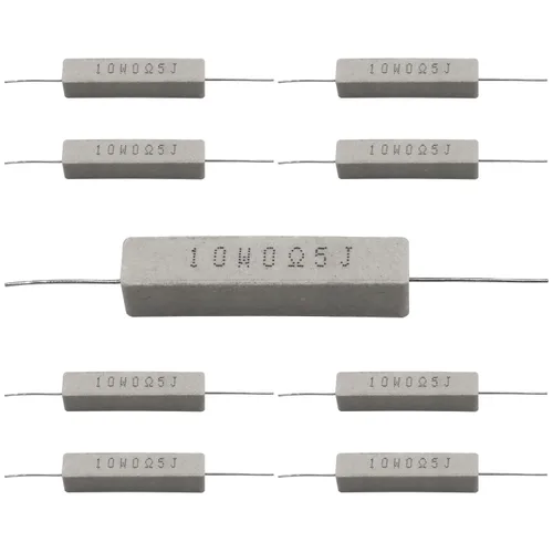 Miniatura 2 de 10 resistencias de cable de plomo axial de 10 W, 0.5 ohmios y 5 % – Resistencias de potencia de cemento cerámico fijas de heridas blancas