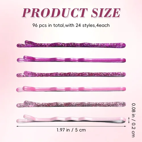 Miniatura 2 de Lurrose 96 pinzas para el cabello con purpurina, horquillas de metal, barniz para estufa, pasadores para mujer, color negro para ocasiones