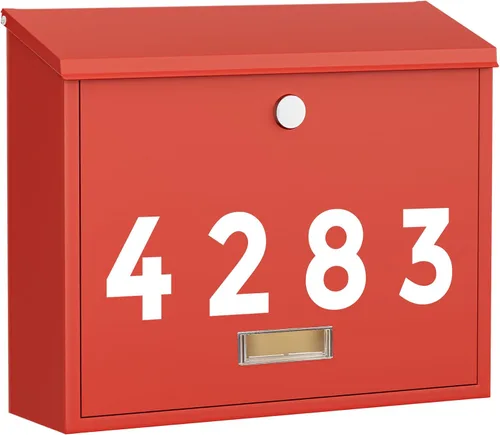 Miniatura 14 de LAND·VOI Buzón con cerradura montado en la pared, buzón de metal con tres juegos de calcomanías de números de buzón de correo, 4 llaves, 14.4" x