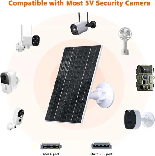 Miniatura 3 de Zivif Panel solar para cámara al aire libre, cargador de panel solar USB de 5 V compatible con cámara de batería recargable, cable de 9.8 pies
