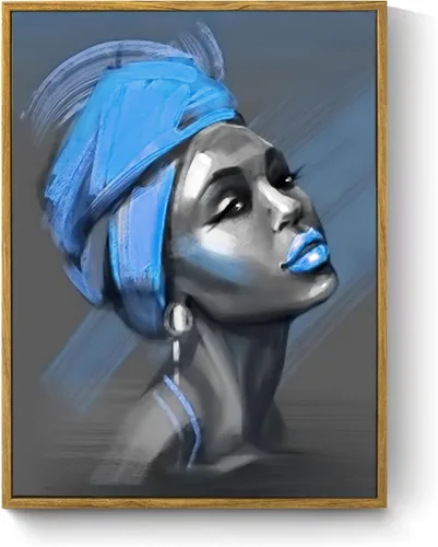 Miniatura 40 de LB Arte de pared de mujer afroamericana, mujer negra con cabello dorado, impresiones de pintura abstracta, belleza moderna negra y dorada para sala