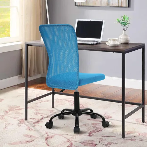 Miniatura 2 de Silla de escritorio ergonómica de marca – Respaldo medio, altura ajustable, moderna sin brazos, giratoria rodante, silla ejecutiva de malla para Azul