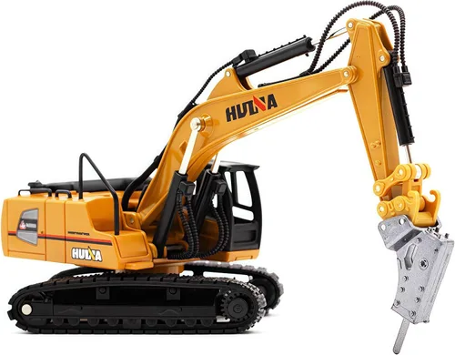 Miniatura 8 de Excavadora de taladro grande, juguetes de vehículos de construcción, camión de martillo hidráulico de aleación resistente, escala 1:60, excavadora