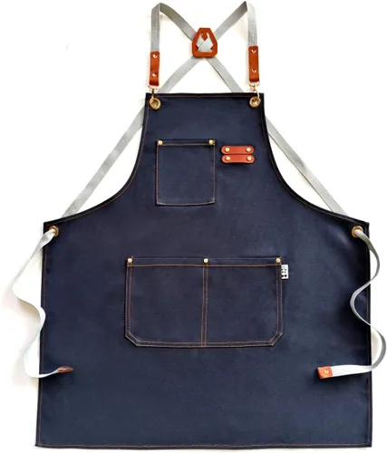 Miniatura 20 de Chef Apron Bib Apron with 2 Large Pockets Adjustable Neck Strap Kitchen Apron Cooking Apron Stripes Baking Apron