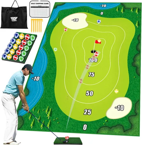 TOY Life Chipping - Tapetes de práctica de golf, juego de golf, tapete de entrenamiento para interiores y exteriores, para adultos, familia, niños,