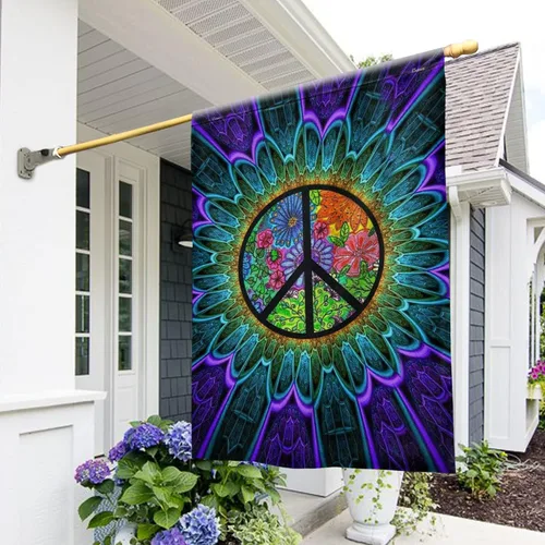 Miniatura 20 de Banderas PSL318F - Bandera hippie de personas que viven la vida en paz PSL318F, bandera de jardín (11.5 x 17.5 pulgadas), banderas de jardín de casa