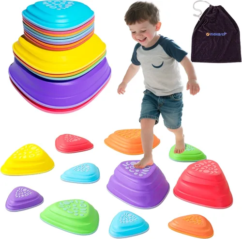 makarci 11 piezas de piedras de equilibrio para niños – Piedras de equilibrio antideslizantes con tapas de goma, juguetes sensoriales para niños