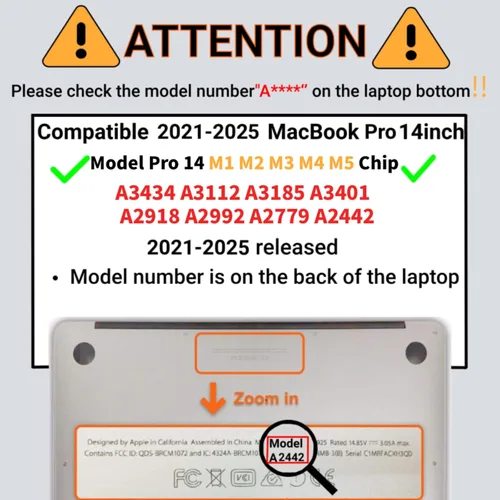 Miniatura 3 de Compatible con MacBook Pro 14 pulgadas Pro/Max Case 2025-2021 modelos M5/M4/M3/M2/M1 A3434 A3185 A3401 A3112 A2918 A2992 A2779 A2442, carcasa