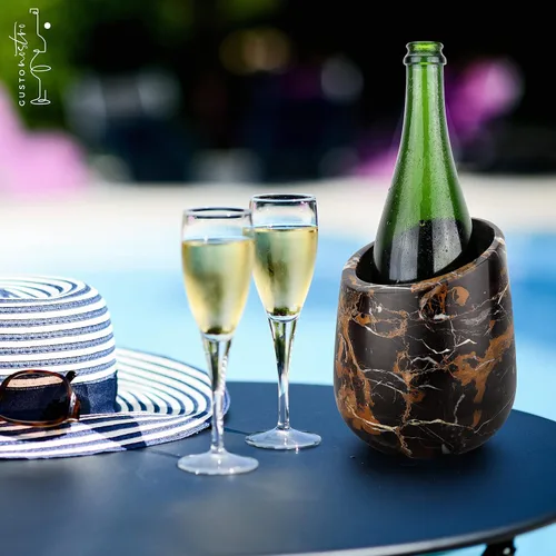 Miniatura 7 de Gusto Nostro Cubo enfriador de vino de mármol, enfriador de botellas de vino de 25.4 fl oz y enfriador de champán para fiesta, cocina, decoración