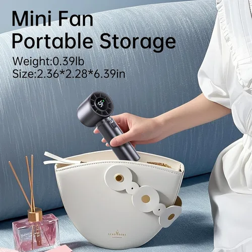 Miniatura 8 de Ventilador turbo portátil de mano, batería de ventilador personal de 4000 mAh funciona para 3-16 horas, recargable por USB, motor de alta velocidad