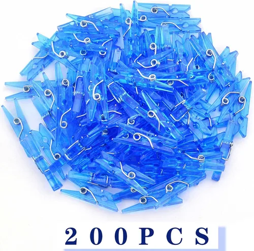 Miniatura 2 de Aylifu 200 pinzas de plástico transparente para la ropa, mini clips multifuncionales, pasadores de clavija, clips decorativos para manualidades