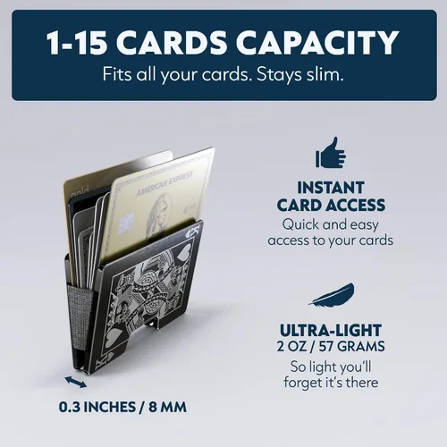 Miniatura 3 de Cartera de aluminio impresa 2.5D para hombres: clip delgado para dinero y tarjetero con barniz selectivo táctil. Bloqueo RFID mejorado, compacto