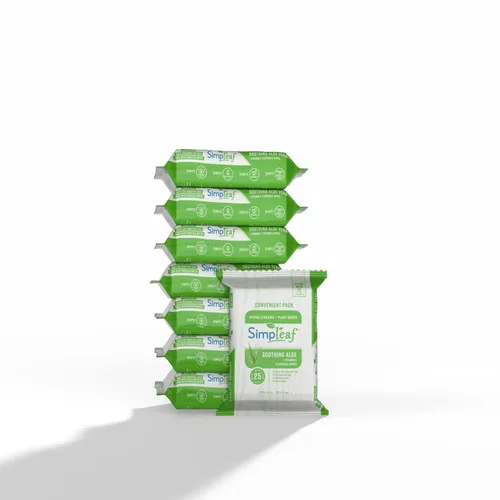 Miniatura 14 de Simpleaf Toallitas húmedas desechables de aloe vera, ecológicas, sin parabenos ni alcohol, hipoalergénicas y seguras para pieles sensibles, fórmula