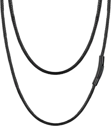 Miniatura 14 de PROSTEEL Collar de cuero impermeable para hombre, 0.079 in/0.118 in, 16 a 30 pulgadas, con cierre de acero inoxidable, cadena de bricolaje