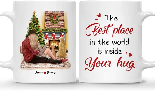 Miniatura 16 de Gossby Taza de café de Navidad personalizada para parejas y perros, personalizada con diseño, nombre, regalo de Navidad para novia, novio, esposa